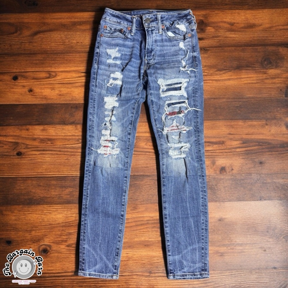 American Eagle Men’s AirFlex Athletic Skinny Distressed Jeans Medium Wash 26x30